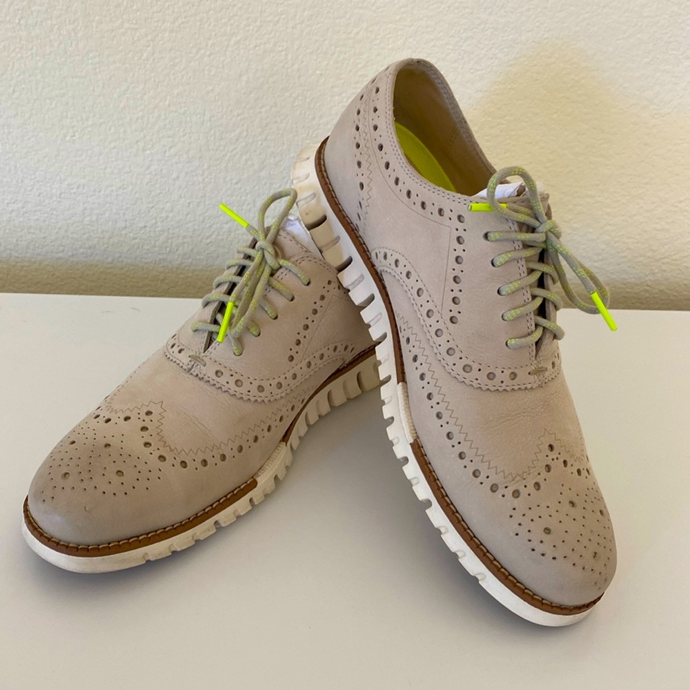 Cole Haan Men's Size 7 Cream Zerogrand Wingtip Oxfords
